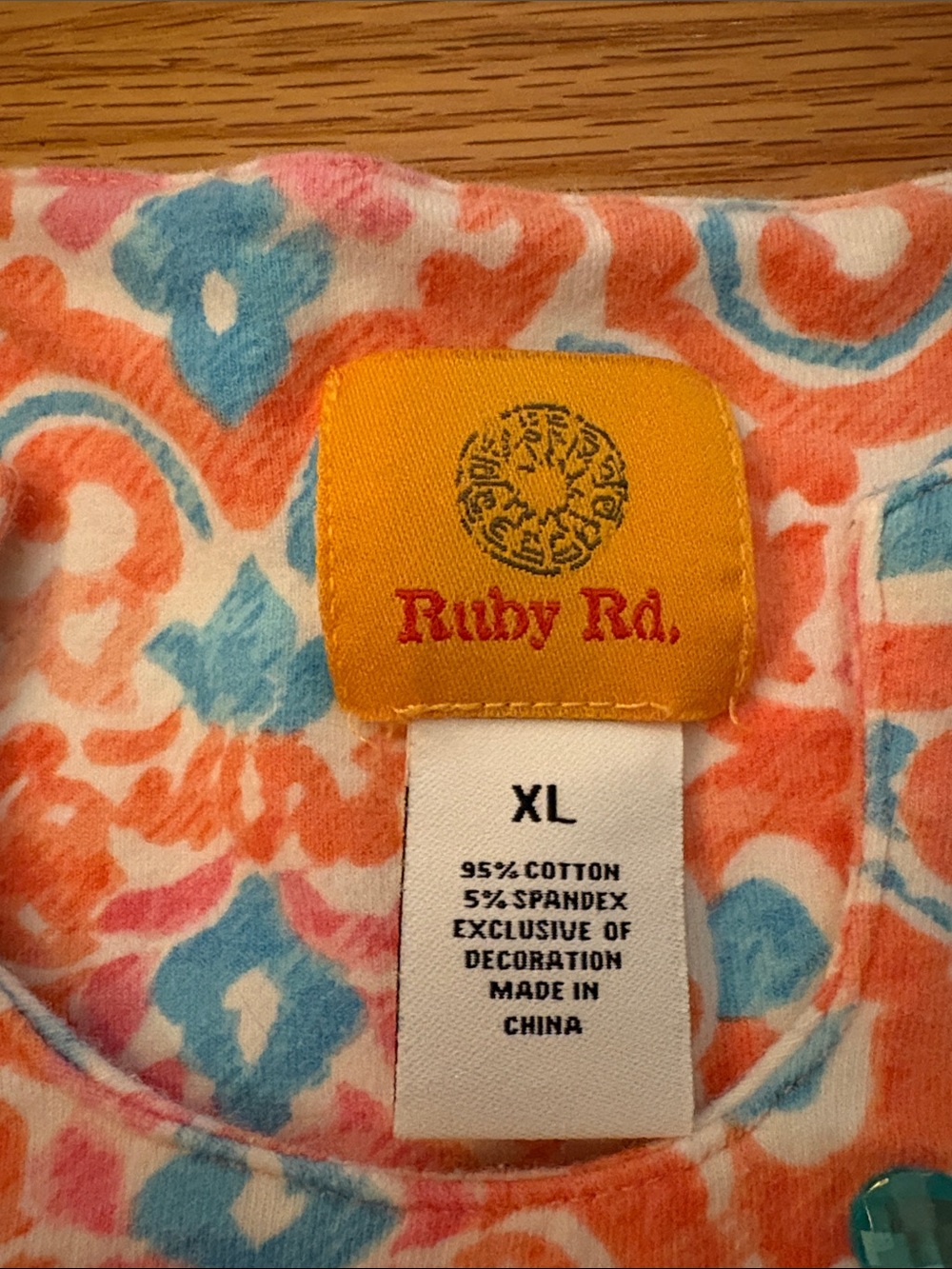 Ruby Rd. Orange & Turquoise Patterned Long-Sleeve Top - Picture 5 of 5